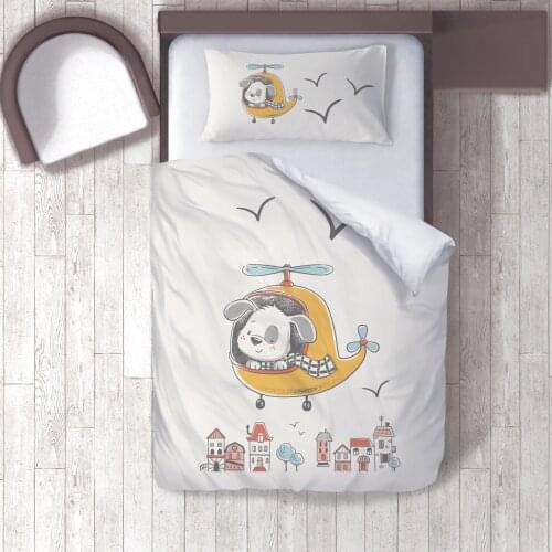 Duvet Cover Set Bedding Set Pillow Case for Baby and Kids Room 3D Printed Dog Driving Helicopter House Home Model 136