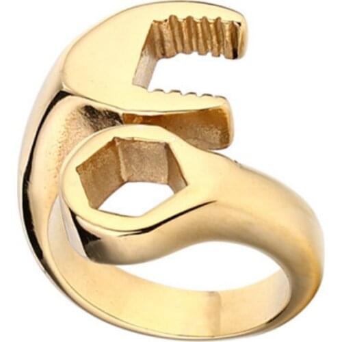 Hot Sale 316L Titanium Stainless steel Punk Biker Wrench Man rings jewelry Fashion Man Ring