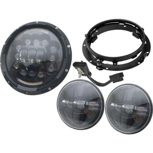Motorcycle 7 inch Moto LED Headlight for H-arley Touring Electra Glide Bike with 4-1/2"4.5" LED Passing Lamps Fog Lights