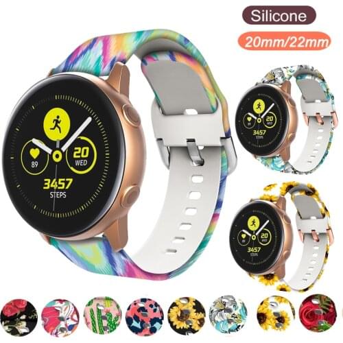 20mm 22mm Soft Silicone Strap For Amazfit GTR 42mm 47mm Printing Bracelet For Samsung Galaxy watch 3 46mm 42mm active 2 Gear S3