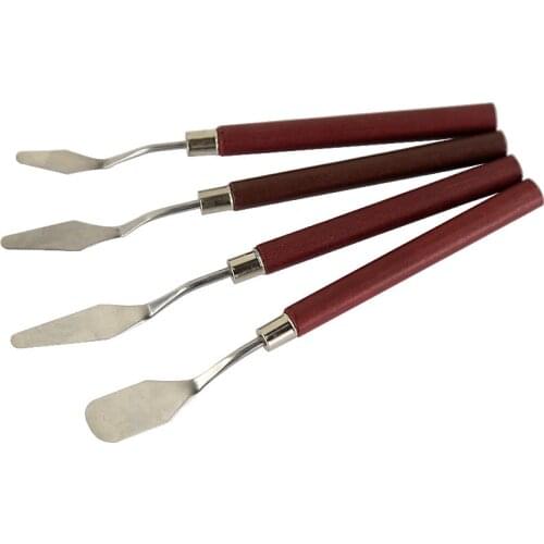 4Pcs Professional Stainless Steel Spatula Kit Palette Knife for oil painting Fine Arts Painting Tool Set flexible blades