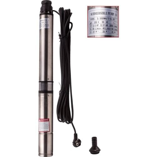 3.5 Inch 3.5 " Submersible Deep Well Pump Garden Pump 4000 l / h 0.37Kw Deep Well Pump Stainless Steel Cable 20m