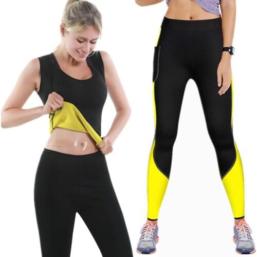 2020 Women Body Shaper Neoprene Sauna Slimming Shirt Shapewear Waist Trainer Slimming Pants Weight Loss Fat Burning Vest + Pants