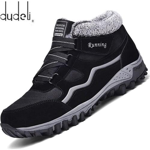 New Arrival Fashion Suede Leather Men Snow Boots Winter Warm Plush Boots men Couple Waterproof Ankle Boots Flat shoes Plus size