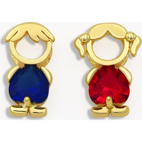 OCESRIO DIY Small Boy And Girl Pendant For Women Jewelry Blue Family CZ For Jewelry Components Necklace Pendant pdta053