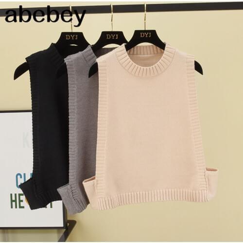 Solid loose sweater spring autumn Womens vest knitted vest O neck joker knitted vest womens vests winter outerwear plus size