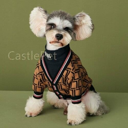 Autumn Dog Sweater Soft Warm Puppy Cardigan Chihuahua Teddy Schnauzer Bulldog Fashion Design Dog Cardigan Pet Clothing Outfit