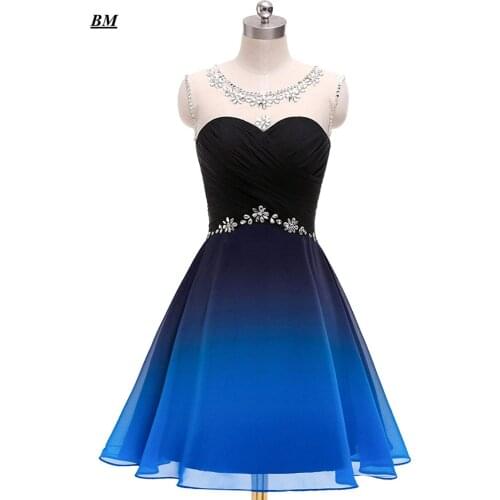 Sexy Short Ombre Prom Dresses 2019 Chiffon Sequins Beading Gradient Formal Evening Homecoming Party Gown Vestidos De Gala BM14