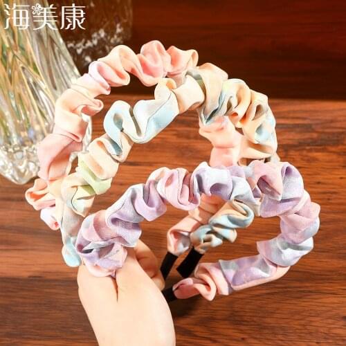 Haimeikang Pleated Hairband Girl Scrunchies Fashion Headband Stylish Female Hair Hoop Vintage Bezel Hair Accessories For Women