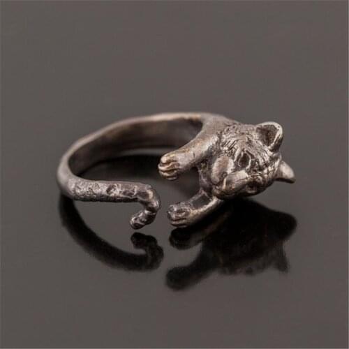 Handmade adjustable Tiger Ring Retro Animal Jewelry Pet Lovers Gift Idea Great Power Amulet