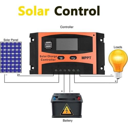 10A/20A/30A/40A/50A/100A Solar Charge Controller Solar Panel Battery Regulator with USB Port 12/24V PWM Auto Parameter Adjustabl