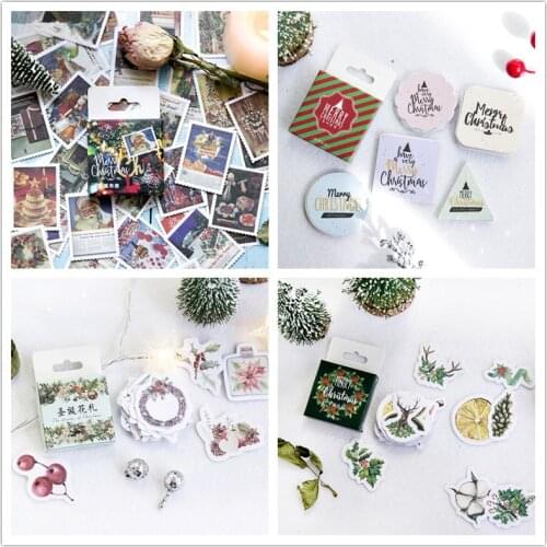 45 pcs/pack Christmas Decorative Stickers Adhesive Stickers DIY Decoration Diary Stationery Stickers Snowflake Elk Blessing
