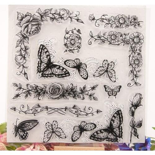 Butterfly in flower Transparent Clear Stamps / Silicone Seals for DIY scrapbooking photo album/Card Making Wedding Stamps