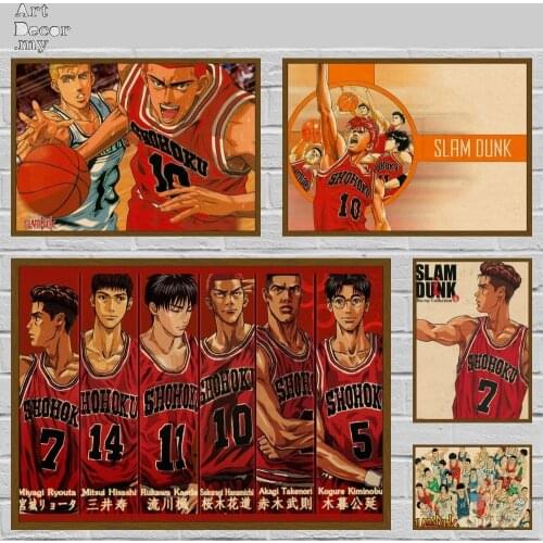 Slam Dunk Anime Retro Kraft Paper Movie Poster For Home Art Decoration Posters
