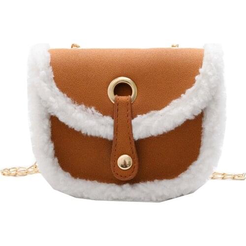 New PU Fashion Children Shoulder Bag Kids Messenger Bags Plush Girl Crossbody Bags Cute Toddler Kindergarten Coin Purse Handbag