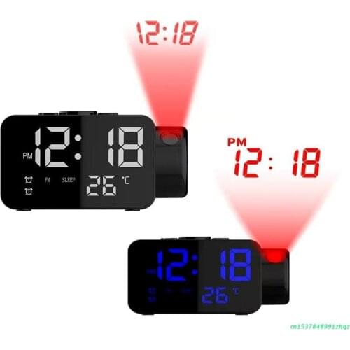 LED Projection Digital Dual Alarm Clock FM Radio USB Table Snooze Sleep Timer