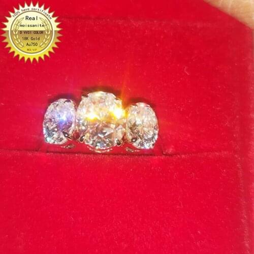 Solid 18K Gold Moissanite Diamond Ring 4ct D color VVS With national 0015