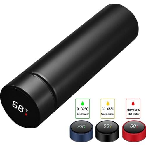 500ml Smart Water Bottle Intelligent Stainless Steel Thermos LED Temperature Display Bottles Vacuum Flasks Thermoses Cup 24hr