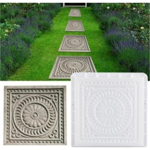 Vintage Floral Square DIY Paving Mold Garden Concrete Mould Stepping Pedal Stone Paver Cement Brick Landscape Pavement Path