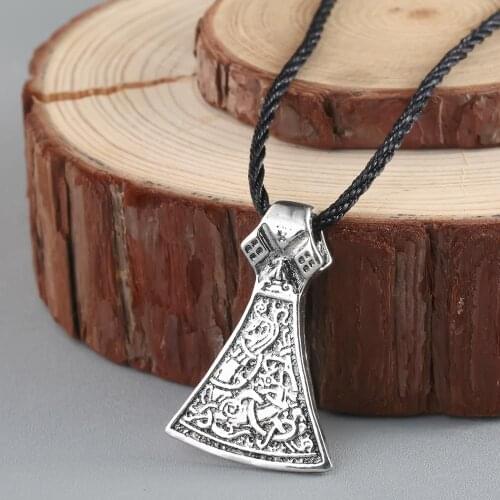 QIAMNI Vintage Thors Hammer Knot Mjolnir Pewter Amulet Pendant Necklace Viking Nordic Axe Slavic Talismans Ancient Jewelry Gift
