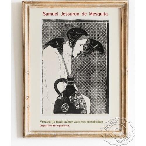 Samuel Jessurun De Mesquita Exhibition Poster, Vrouwelijk Naakt Achter Vaas Met Aronskelken Black White Art Prints Wall Decor