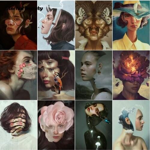 Women Portrait 5D Diamond Painting Diamond Embroidery Needlework Designed Figure Painting Diamond Mosaic Art Pictures Rhinestone