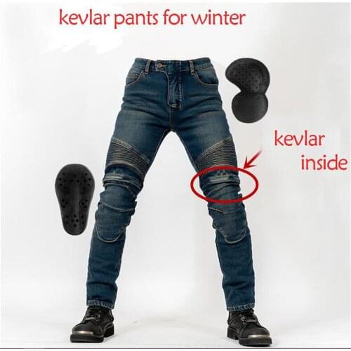 New winter motorcycle riding jeans wear and velvet mens anti-fall motorcycle pants knee zipper Trousers