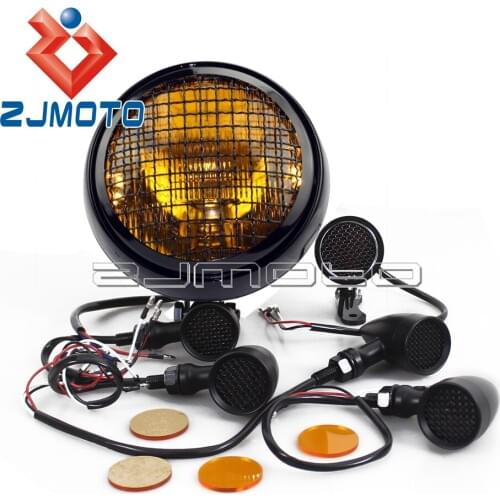 1 Set Vintage Cafe Racer Headlight Tail Light Turn Signals Motorcyle Headlamp Custom For Harley Honda Chopper Bobber Cruiser