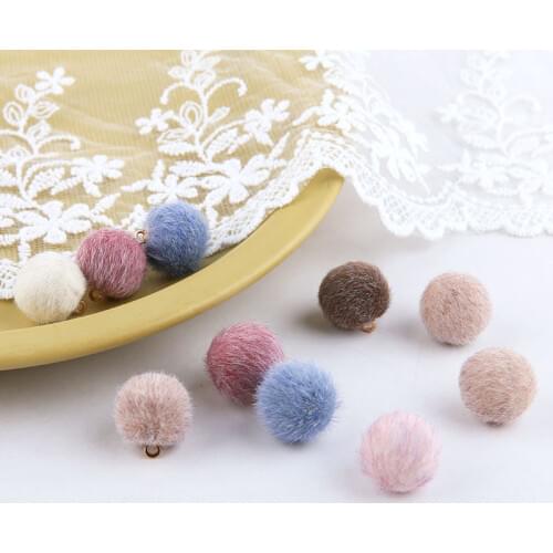 10pcs Diy Handmade Accessories Autumn And Winter Style Imitation Mink Beads Pendant Hair Ball Earrings Material