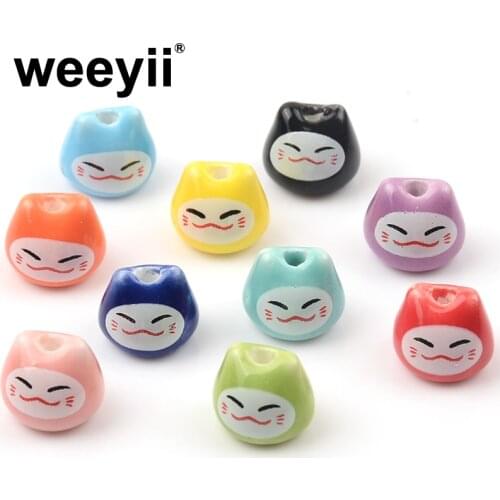 10pcs Cat Shaped Ceramic Beads Animal Pattern for Jewelry Making Bracelets Necklace Handmade DIY Accessories Wholesale