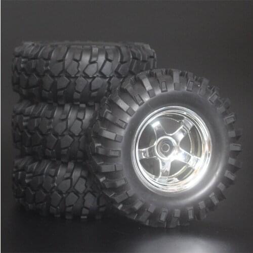 4x 1.9Inch 96mm Rubber Tires Plating Wheel Rims For D90 D110 SCX10 CC01 RC Rock Crawler Truck Climbing Off-Road Car