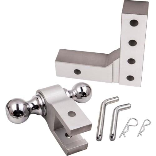 6" Adjustable Trailer Raise Drop w/ Double Hitch Ball Mount Receiver