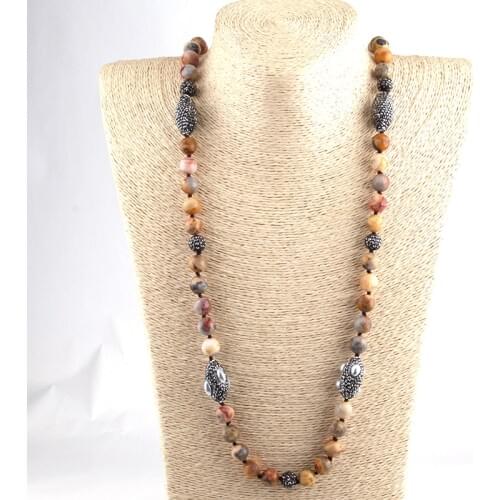 Free Ship Fashion Crazylace Agat Stones Bohemian Tribal Jewelry Handmake Paved Ethnic Necklace For Women