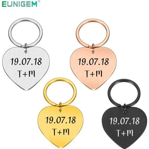 Customized Keychain Valentine Day Gifts for Him Engraved Name Initial Letters and Date for Couples Boyfriend Men Women Keyring