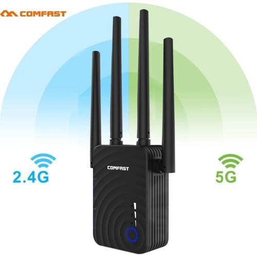 COMFAST Router 300/1200Mbps Wireless Routers WiFi Range Extender 2.4/5Ghz Dual Band Repeater Signal Booster w/ Ethernet Antennas