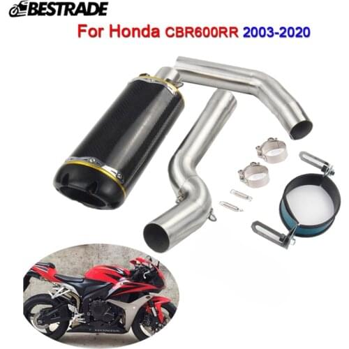 For Honda CBR600RR 2003-2020 Motorcycle Exhaust System Front Mid Middle Link Pipe Header Tips Slip On 51mm Muffler Pipe