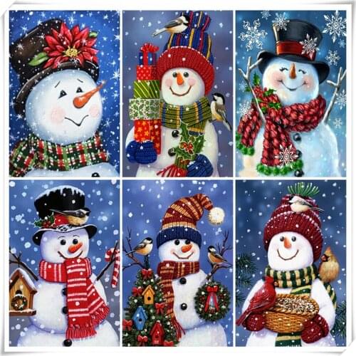 Dropshipping 5D DIY Art Diamond Painting Cross Stitch Full Square/Round Drill Christmas Snowman Home Furnishing Wall Art Decor