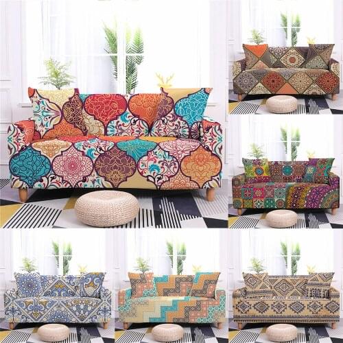 Bohemia Elastic Protective Slipcovers Furniture For Living Room Stretch Mandala 1/2/3/4 Seat Sectional Corner L Shape Sofa Cover