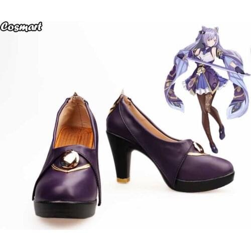 Genshin Impact Keqing Purple Halloween Cosplay Shoes High Heels For Women New 2020 Hot Game