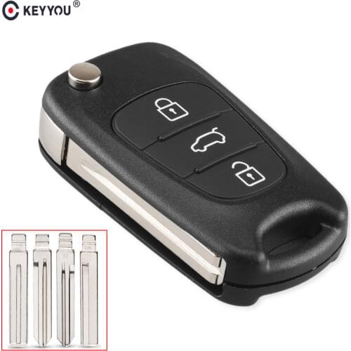 KEYYOU Replacement Remote Car Key Shell 3 BT Flip Folding Key Case For Kia K2 K5 Rio 3 Picanto Ceed Cerato Sportage For Hyundai