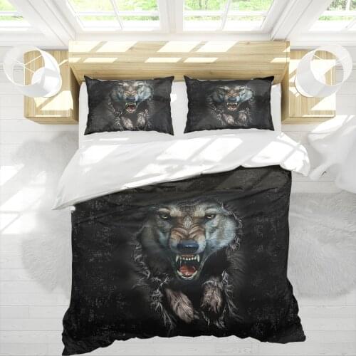 3D Ferocious Wolf 3pcs Bedding Sets Full King Twin Queen King Size Bed Sheet Duvet Cover Set Pillowcase Without Comforter