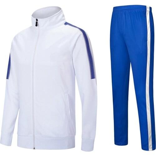 Blank Kids Adult Soccer Jerseys Sets Survetement Football Men Children Zipper Running Jacket Sports Tracksuit Uniforms Suit