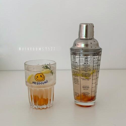 Korean niche coffee shop glass snow bottle scale hand shaker cocktail milk tea hand shaker