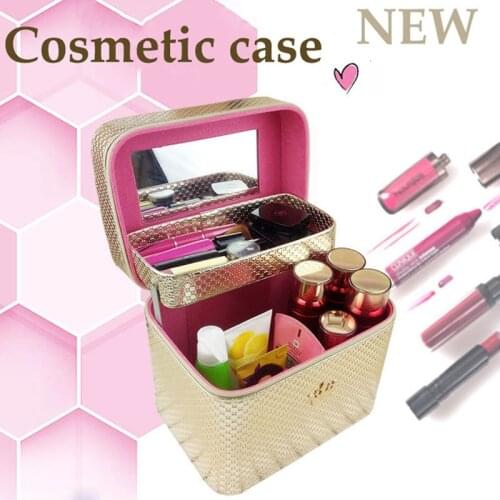 New Crown Leather Professional Makeup Organizer Large Capacity Beauty Case Portable Brush Storage Case Bolso Mujer Cosmetic Bag