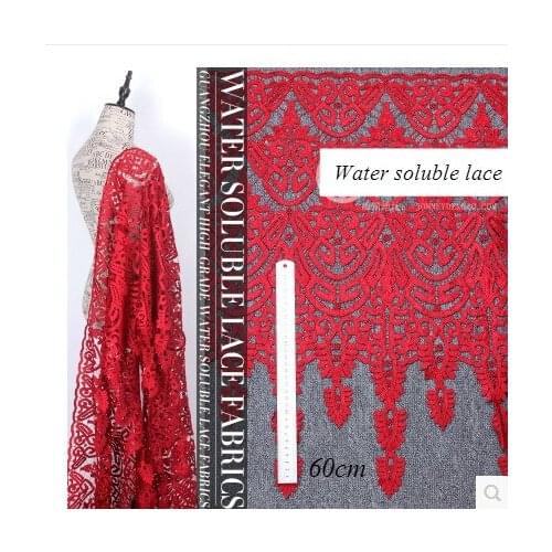 Red water soluble lace lace hollow polyester embroidery tassel fabric 60cm