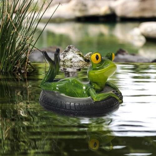 Creative Resin Floating Frogs Statue Outdoor Garden Pond Decorative Cute Frog Sculpture For Home Desk Garden Decor Ornament