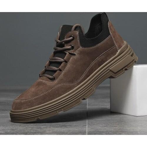 Mens Fashion Sneakers Man Casual Shoes Men Retro Leather Shoes Anti Slippery Flats Shoes