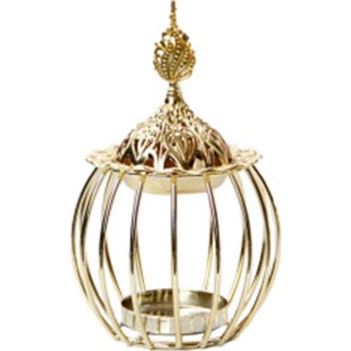 Incense Burner Iron Art Incense Holder Tower Candlestick Golden Metal Porcelain Censer Aroma Burner Decoration