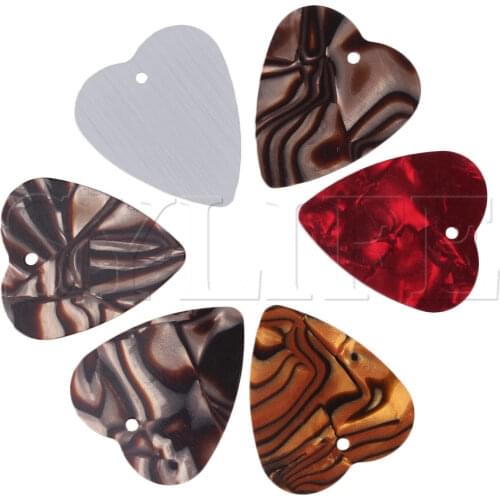 Heart Shape Guitar Picks Plectrums with Hole Multicolor Pack of 6