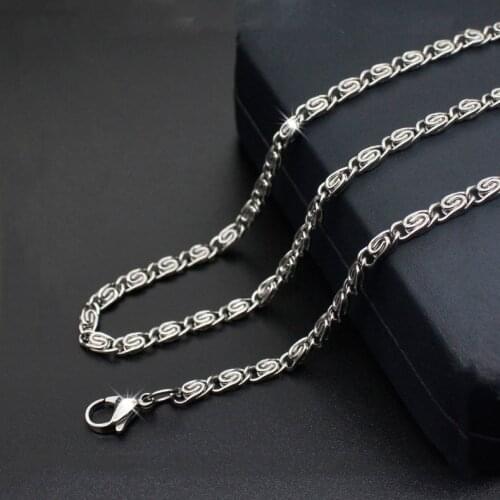 Fashion new titanium steel necklace 4D chain stainless steel font chain men and women models Vintage jewelry necklace hot sale